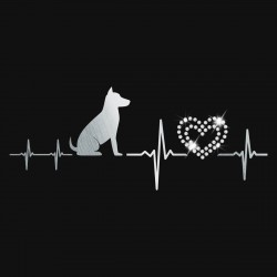 Glitzerndes Herz Damen T-Shirt mit echten Kristallen - V-Neck - schwarz - Mein Herz schlägt für Hunde