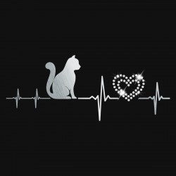 Glitzerndes Herz Damen T-Shirt mit echten Kristallen - V-Neck - schwarz - Mein Herz schlägt für Katzen