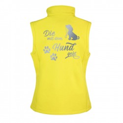 Hunde Sport Weste - Gassi Weste aus Softshell mit reflektierendem Design - gelb/schwarz - REFLECTION SERIES