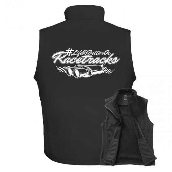Men's Softshell Vest - BLACK - Motorsport LIFE IS BETTER ON RACETRACKS Men's Softshell Vest - BLACK - Motorsport LIFE IS BETTER ON RACETRACKS
