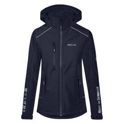 Lifestyle Softshell Jacket with reflective design and removable hood - WITH GERMAN CITY NAMES - Navy Blue - REFLECTION SERIES