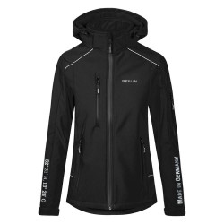 Lifestyle Softshell Jacket with reflective design and removable hood - WITH GERMAN CITY NAMES - Black - REFLECTION SERIES