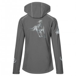 Reitjacke RIDE-PERFORMANCE PX PROFESSIONAL aus Softshell mit reflektierendem Design und Kapuze - Stahlgrau - REFLECTION SERIES