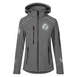 Reitjacke RIDE-PERFORMANCE PX PROFESSIONAL aus Softshell mit reflektierendem Design und Kapuze - Stahlgrau - REFLECTION SERIES