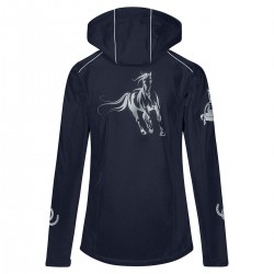 Reitjacke RIDE-PERFORMANCE PX PROFESSIONAL aus Softshell mit reflektierendem Design und Kapuze - Navy Blau - REFLECTION SERIES