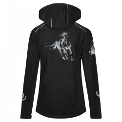 Reitjacke RIDE-PERFORMANCE PX PROFESSIONAL aus Softshell mit reflektierendem Design und Kapuze - Schwarz - REFLECTION SERIES