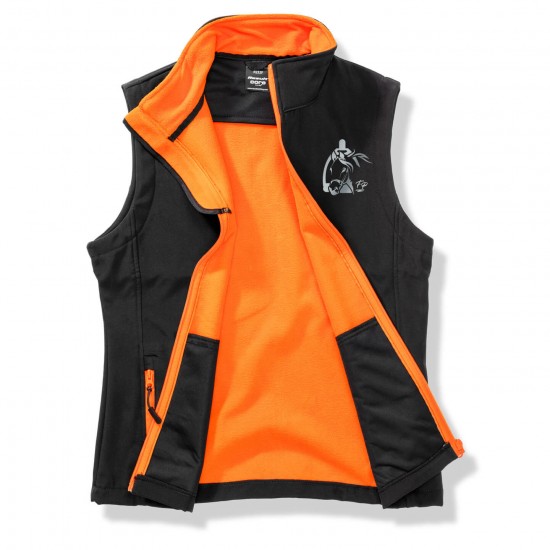 Riding vest RIDE-PERFORMANCE RX in softshell with reflective design - black/orange - REFLECTION SERIES