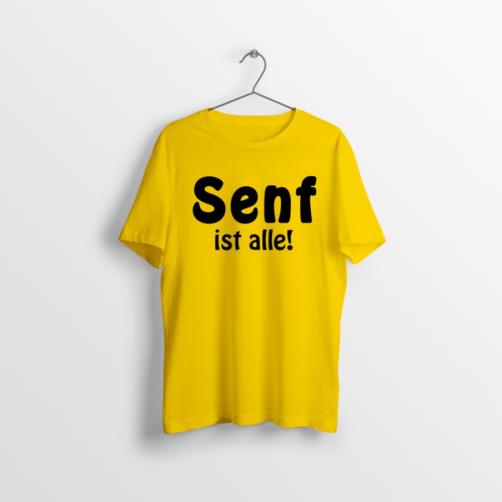 Lustiges Sprüche TShirt "SENF IST ALLE" gelb und schwarz
