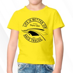 Motorsport Fan T-Shirt KIDS Markenlabel - LIFE IS BETTER ON RACETRACKS