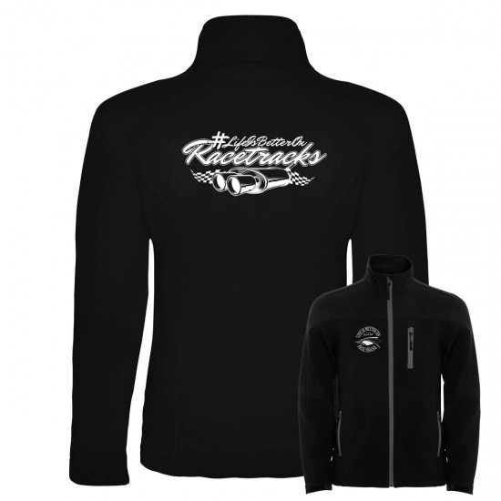Men's Softshell Jacket - BLACK - Motorsport LIFE IS BETTER ON RACETRACKS Men's Softshell Jacket - BLACK - Motorsport LIFE IS BETTER ON RACETRACKS